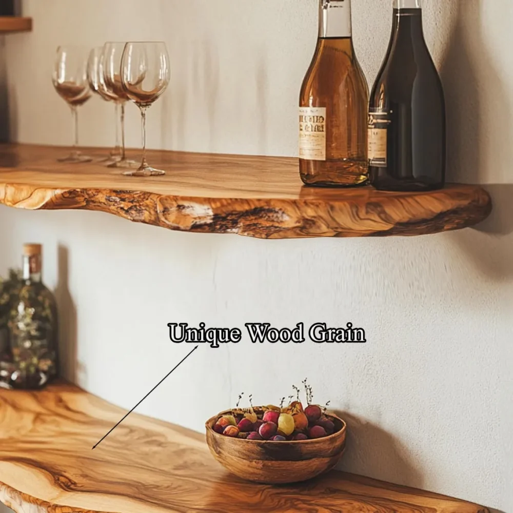 Floating Nightstand Shelf Natural Wood - Image 4