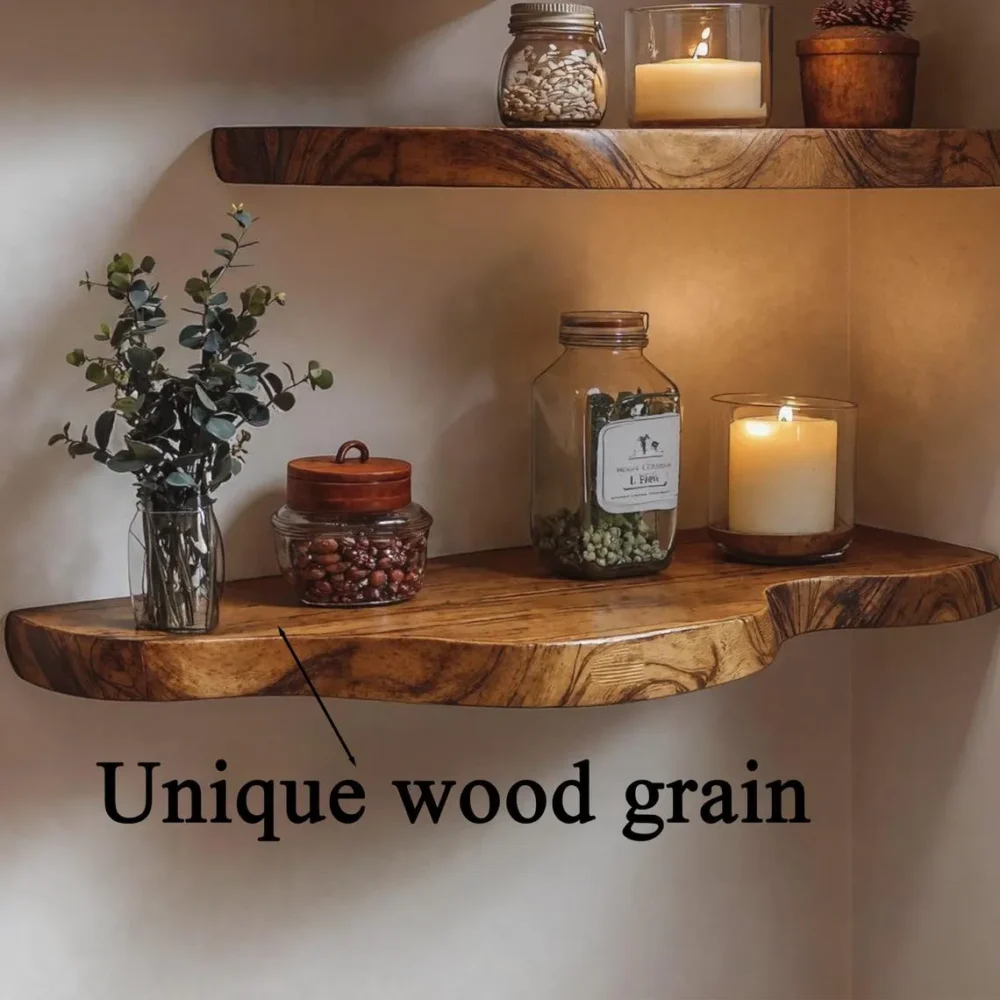 Walnut Corner Floating Shelf Live Edge - Image 4