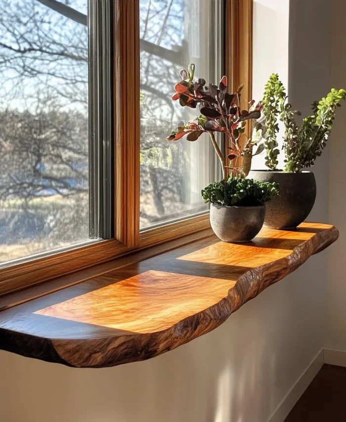 Custom Walnut Floating Shelf Corner Design